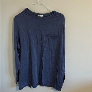 Men's Blue Long Sleeve Tee for shoulder surgery